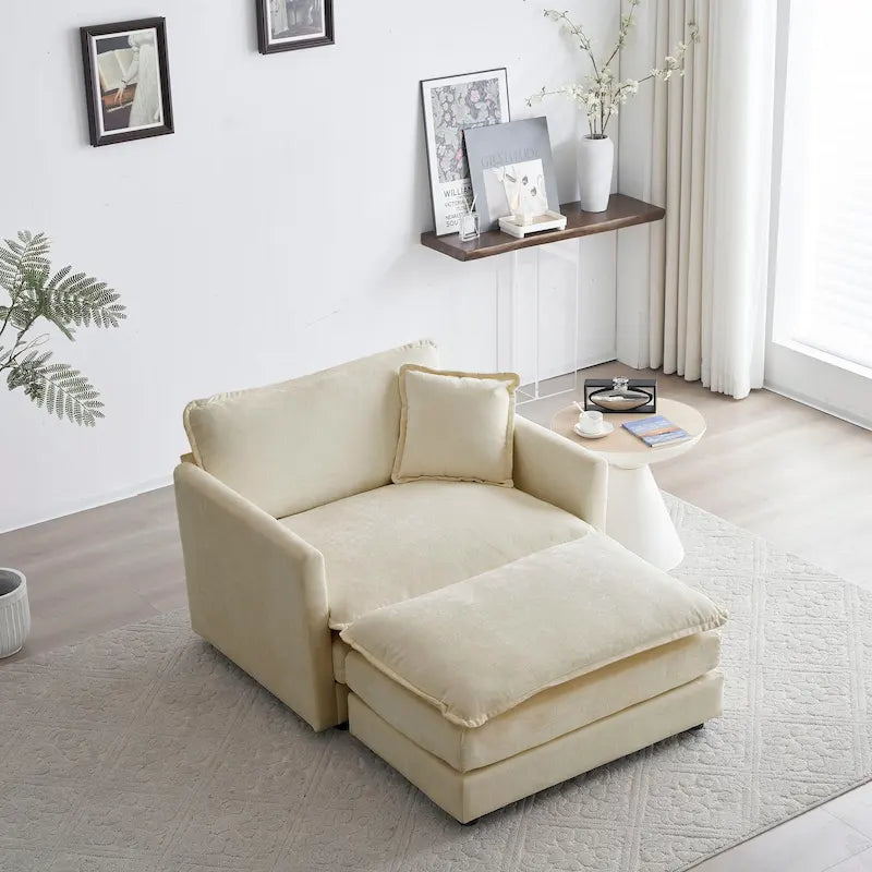 Fauteuil d'appoint avec pouf