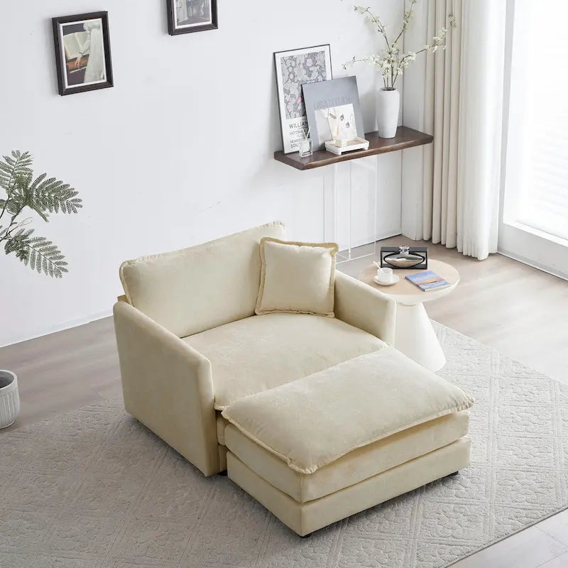 Fauteuil d'appoint avec pouf