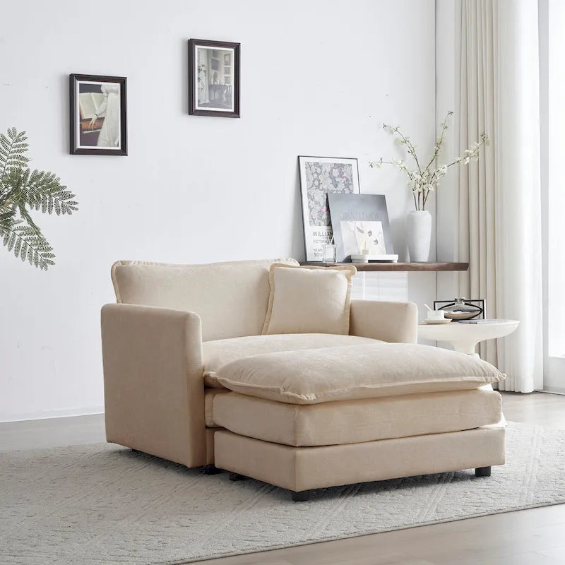 Fauteuil d'appoint avec pouf