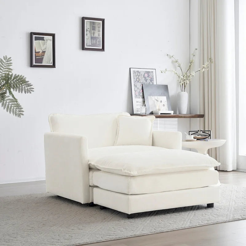 Fauteuil d'appoint avec pouf