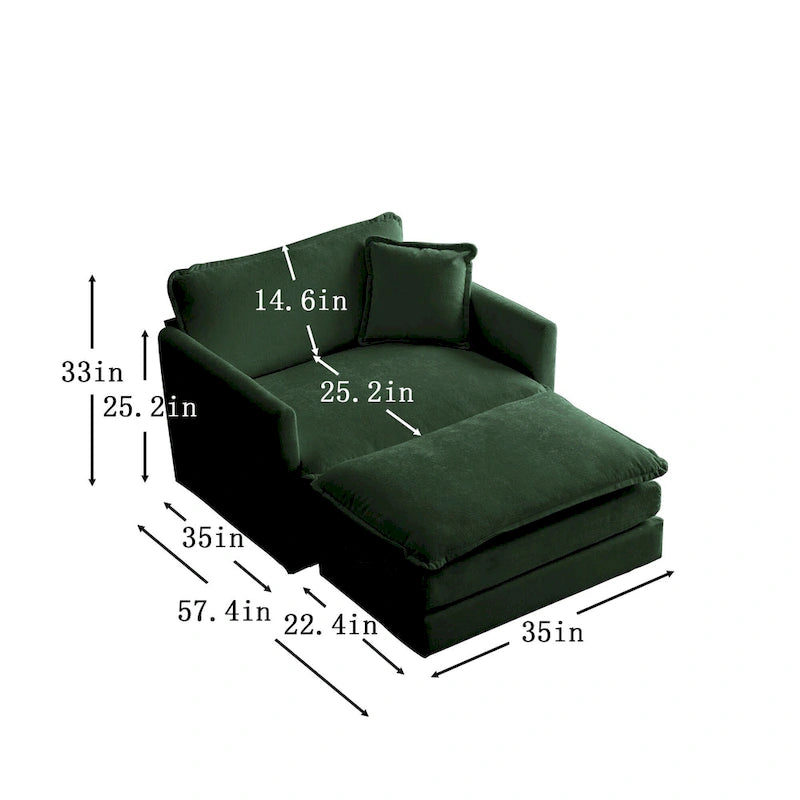 Fauteuil d'appoint avec pouf