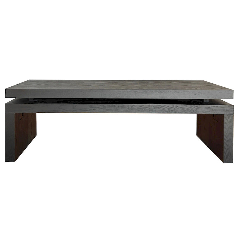 Table basse rectangulaire avec plateau à 2 niveaux en grain de bois, 120,9 cm (L) x 59,9 cm (l) x 41,4 cm (H)