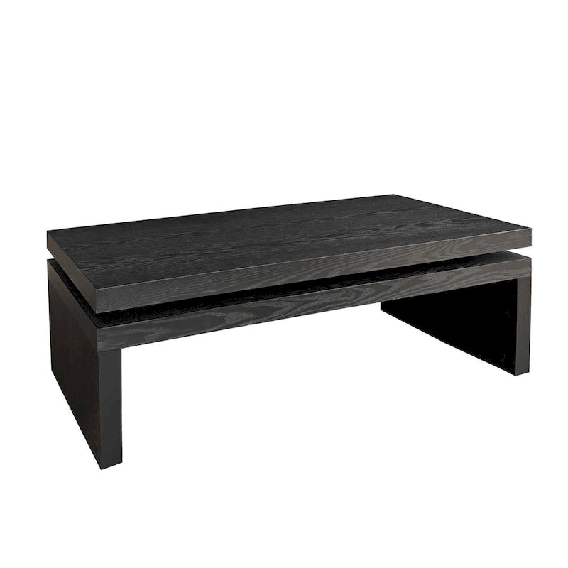 Table basse rectangulaire avec plateau à 2 niveaux en grain de bois, 120,9 cm (L) x 59,9 cm (l) x 41,4 cm (H)