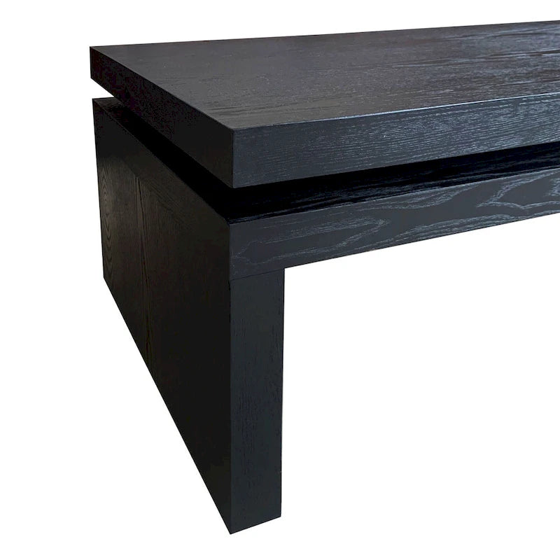 Table basse rectangulaire avec plateau à 2 niveaux en grain de bois, 120,9 cm (L) x 59,9 cm (l) x 41,4 cm (H)
