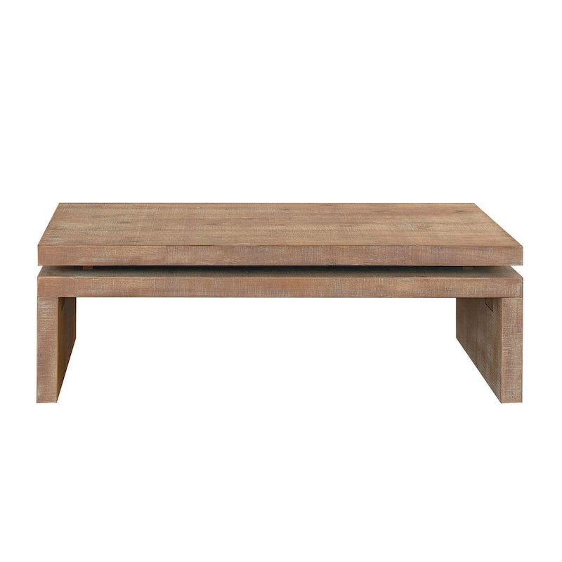 Table basse rectangulaire avec plateau à 2 niveaux en grain de bois, 120,9 cm (L) x 59,9 cm (l) x 41,4 cm (H)