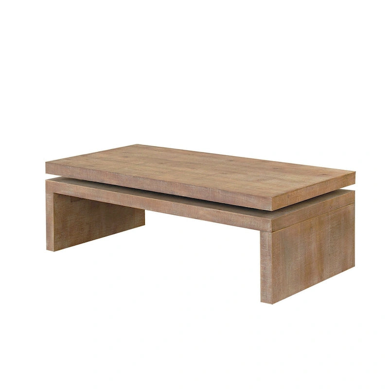 Table basse rectangulaire avec plateau à 2 niveaux en grain de bois, 120,9 cm (L) x 59,9 cm (l) x 41,4 cm (H)