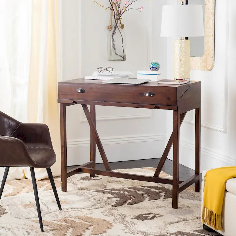 Bureau avec plateau rabattable et tiroirs cachés