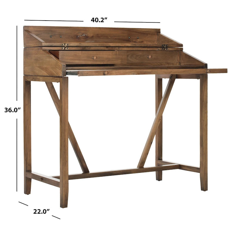 Bureau avec plateau rabattable et tiroirs cachés