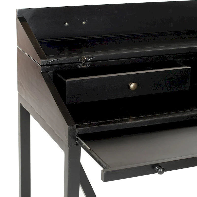 Bureau avec plateau rabattable et tiroirs cachés