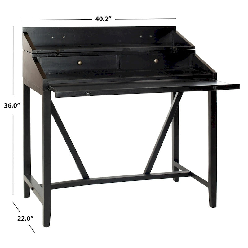 Bureau avec plateau rabattable et tiroirs cachés