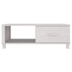 Table basse rectangulaire avec tiroir de rangement et étagère ouverte, blanche