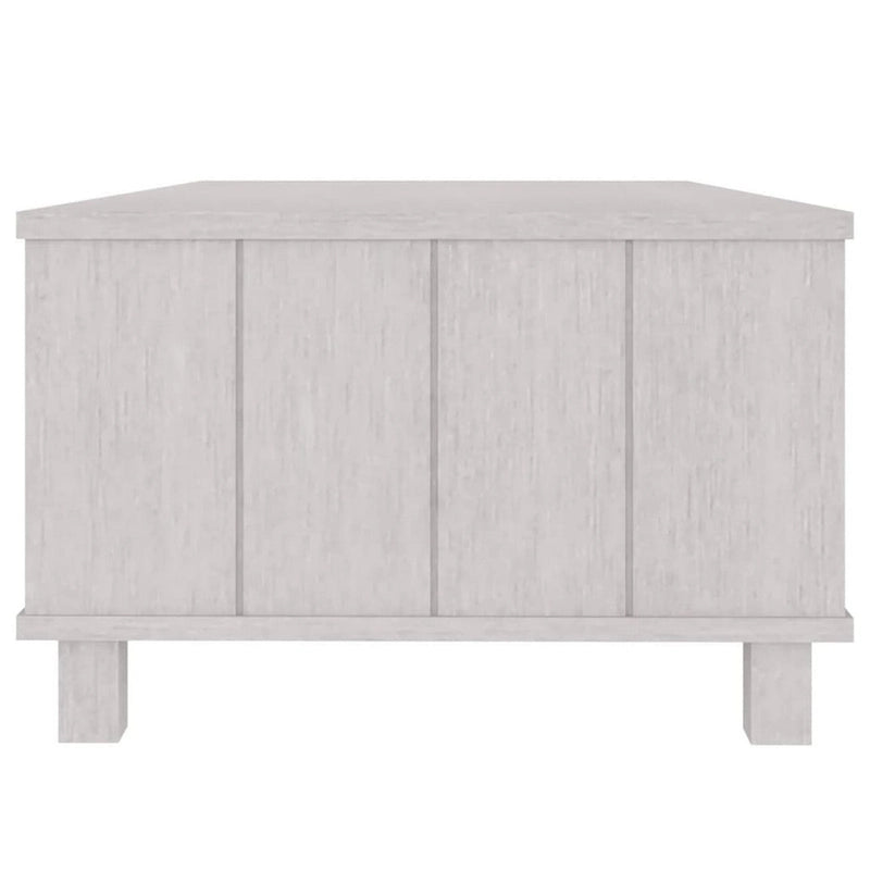 Table basse rectangulaire avec tiroir de rangement et étagère ouverte, blanche