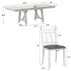 Ensemble table de salle à manger extensible avec banc et chaises, en bois massif