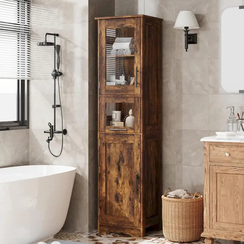 Meuble de Rangement Haut avec Portes, Étagères Réglables et Tiroir