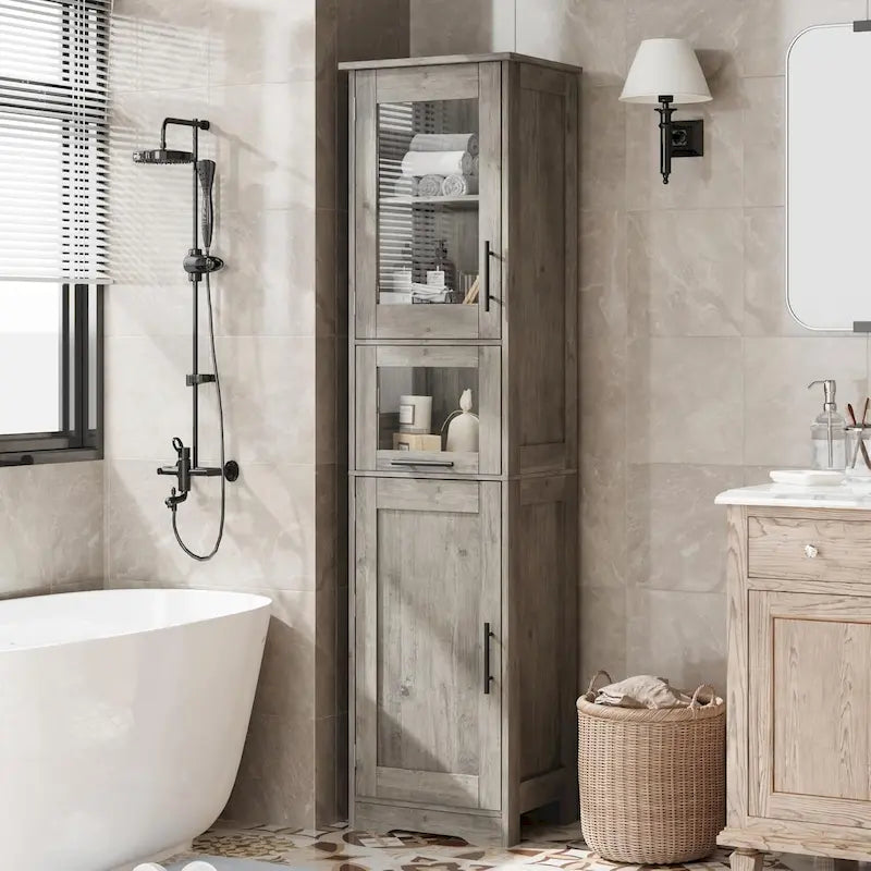 Meuble de Rangement Haut avec Portes, Étagères Réglables et Tiroir