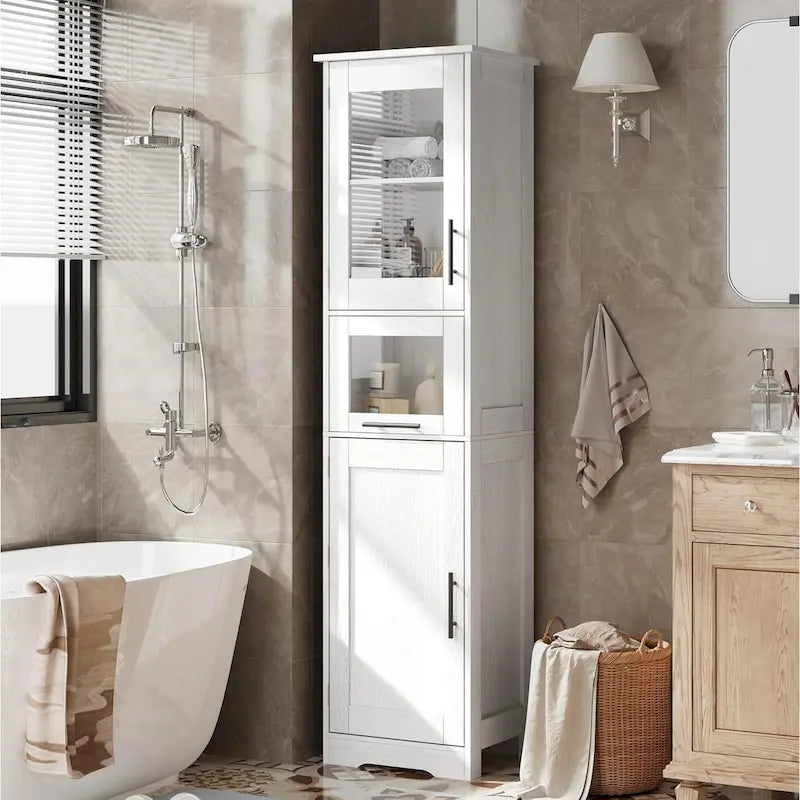 Meuble de Rangement Haut avec Portes, Étagères Réglables et Tiroir