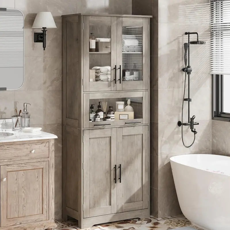 Meuble de Rangement Haut avec Portes, Étagères Réglables et Tiroir