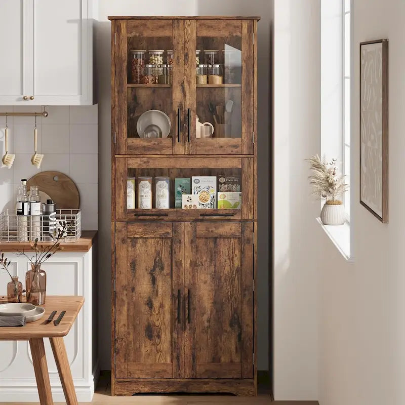 Meuble de Rangement Haut avec Portes, Étagères Réglables et Tiroir