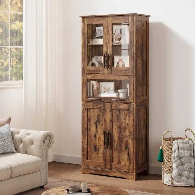 Meuble de Rangement Haut avec Portes, Étagères Réglables et Tiroir