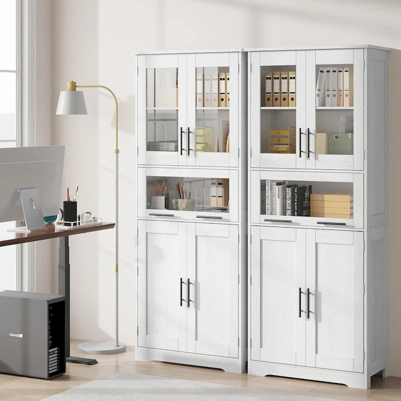 Meuble de Rangement Haut avec Portes, Étagères Réglables et Tiroir
