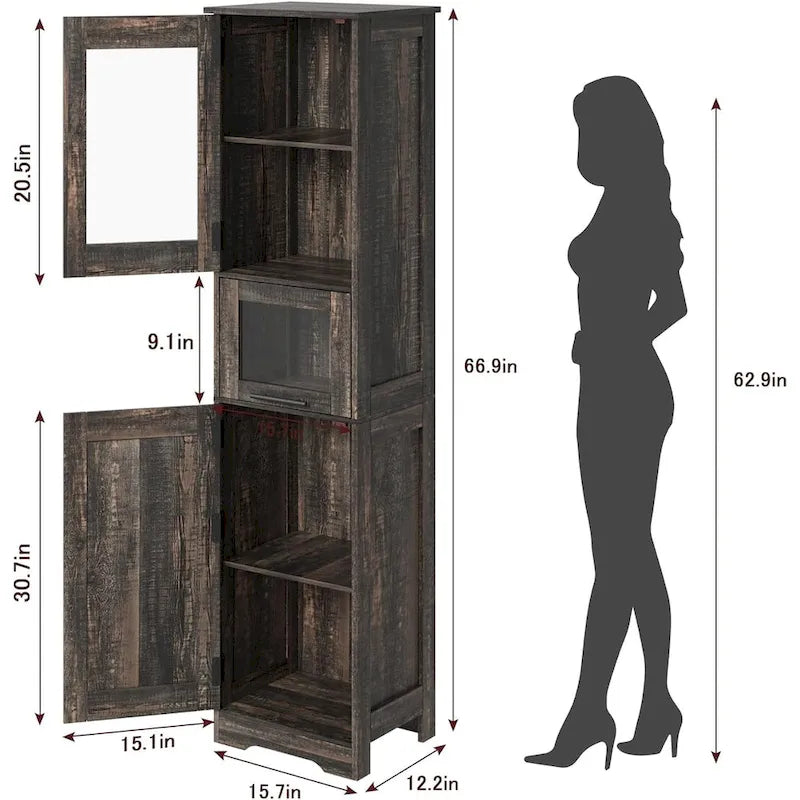 Meuble de Rangement Haut avec Portes, Étagères Réglables et Tiroir