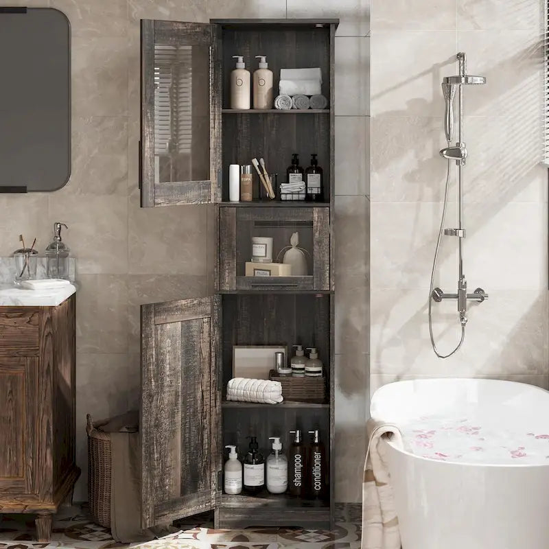 Meuble de Rangement Haut avec Portes, Étagères Réglables et Tiroir