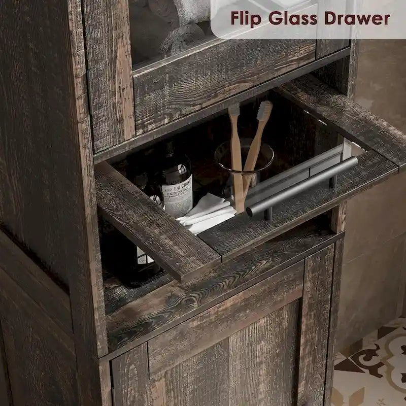 Meuble de Rangement Haut avec Portes, Étagères Réglables et Tiroir