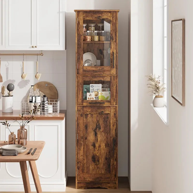 Meuble de Rangement Haut avec Portes, Étagères Réglables et Tiroir