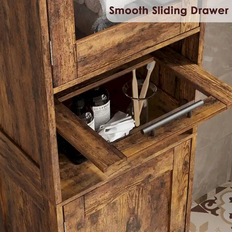 Meuble de Rangement Haut avec Portes, Étagères Réglables et Tiroir