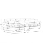 Canapé modulaire 5 places en velours avec coussins sectionnels et accoudoirs à traversin