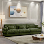 Canapé modulaire 5 places en velours avec coussins sectionnels et accoudoirs à traversin