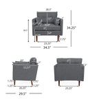 Fauteuil club capitonné avec coussins décoratifs