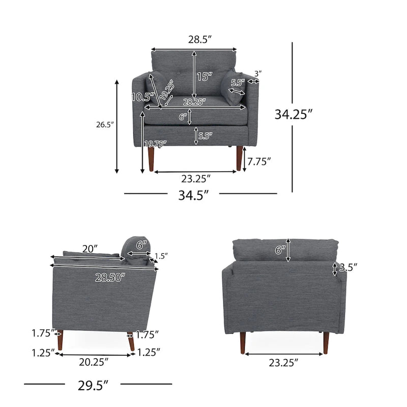 Fauteuil club capitonné avec coussins décoratifs