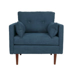 Fauteuil club capitonné avec coussins décoratifs