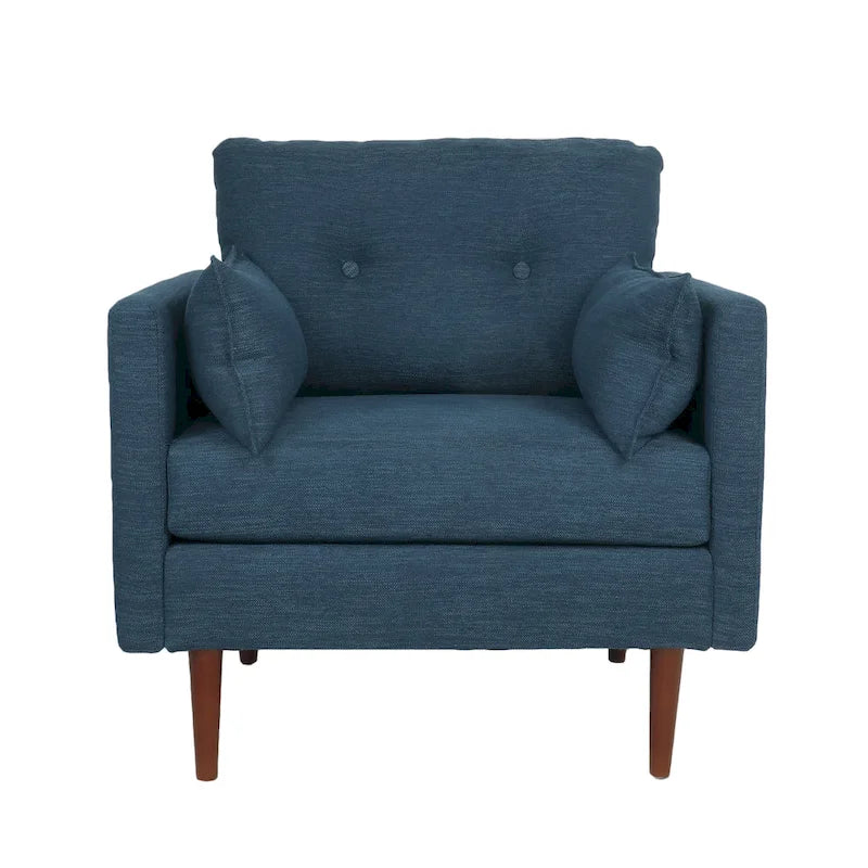 Fauteuil club capitonné avec coussins décoratifs