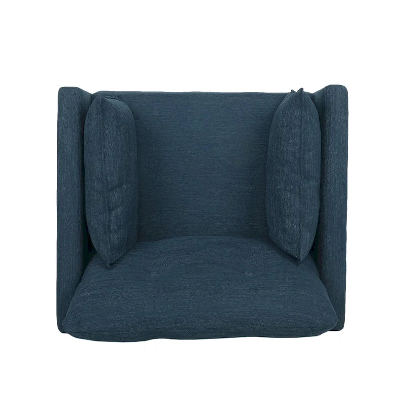 Fauteuil club capitonné avec coussins décoratifs