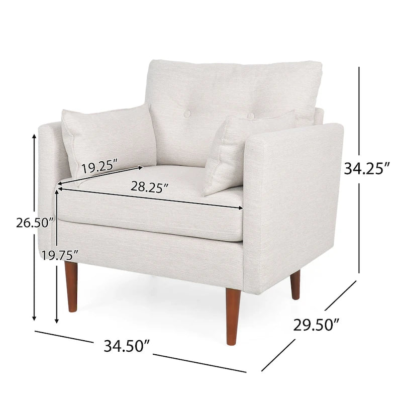 Fauteuil club capitonné avec coussins décoratifs