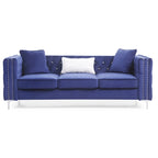 Canapé 3 places en velours capitonné de 86 po avec 2 coussins décoratifs – 86L x 34W x 30H