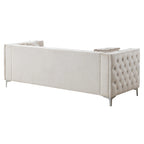 Canapé 3 places en velours capitonné de 86 po avec 2 coussins décoratifs – 86L x 34W x 30H