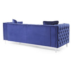 Canapé 3 places en velours capitonné de 86 po avec 2 coussins décoratifs – 86L x 34W x 30H