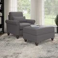 Fauteuil d'appoint avec pouf de rangement et oreiller lombaire