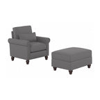 Fauteuil d'appoint avec pouf de rangement et oreiller lombaire