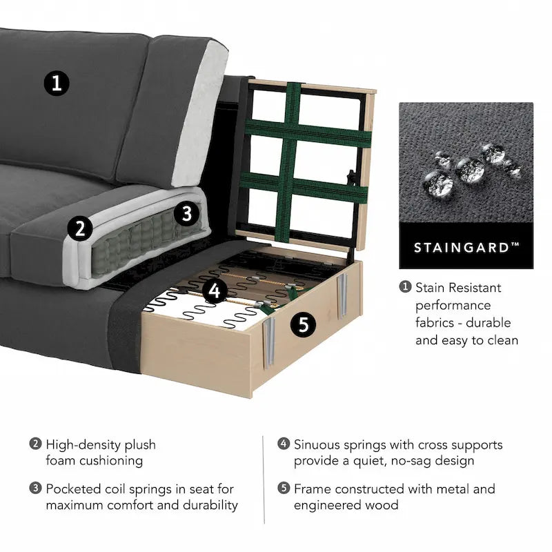 Fauteuil d'appoint avec pouf de rangement et oreiller lombaire
