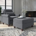 Fauteuil d'appoint avec pouf de rangement et oreiller lombaire
