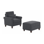 Fauteuil d'appoint avec pouf de rangement et oreiller lombaire