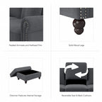 Fauteuil d'appoint avec pouf de rangement et oreiller lombaire
