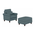 Fauteuil d'appoint avec pouf de rangement et oreiller lombaire