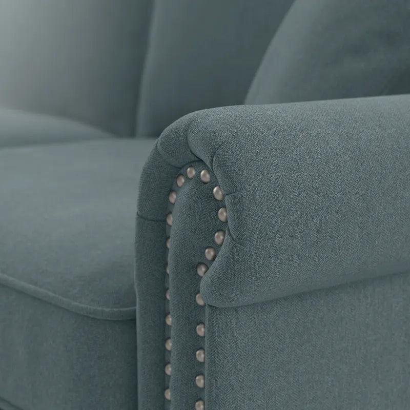 Fauteuil d'appoint avec pouf de rangement et oreiller lombaire