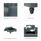 Fauteuil d'appoint avec pouf de rangement et oreiller lombaire