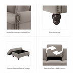 Fauteuil d'appoint avec pouf de rangement et oreiller lombaire